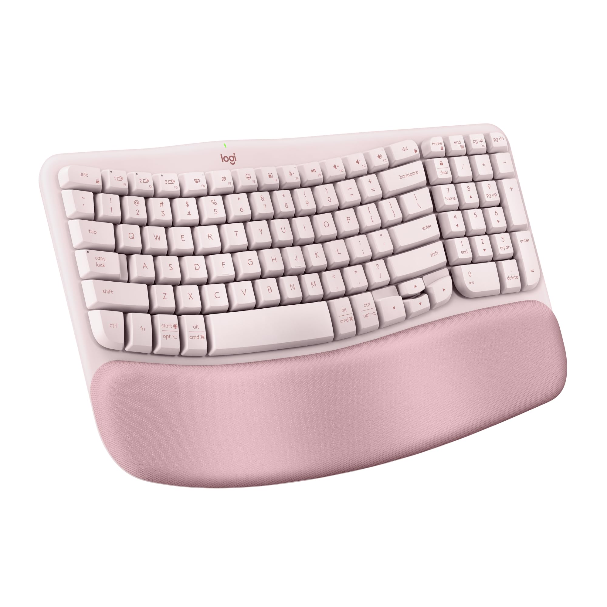 Logitech Wave Keys Wireless Ergonomic Keyboard with Cushioned Palm Rest Comfortable