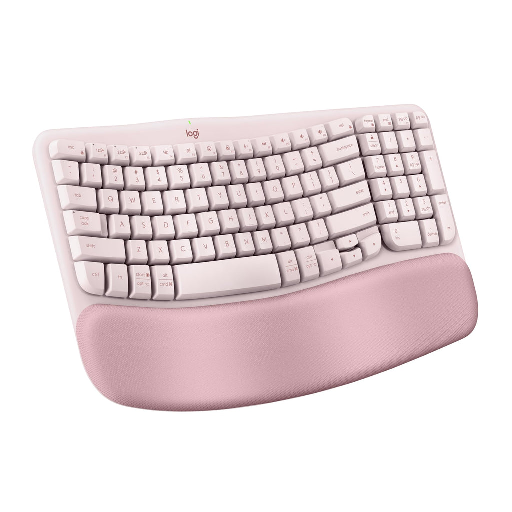 Logitech Wave Keys Wireless Ergonomic Keyboard with Cushioned Palm Rest Comfortable